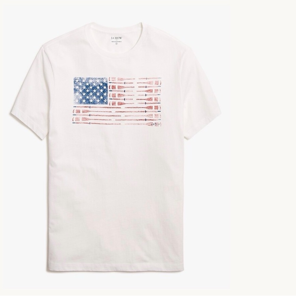 J. Crew Factory White Tee with Flag Design